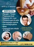 EM Estética e Terapias Trabalhamos com vários tipos de massagens
Tânt4ca
Relaxante
Desportiva
Mix ( 2 massagem e 1)
Modeladora
Terapêutica
Drenagem Linfática (pós cirúrgico)