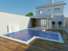 construção de casa térrea com piscina.